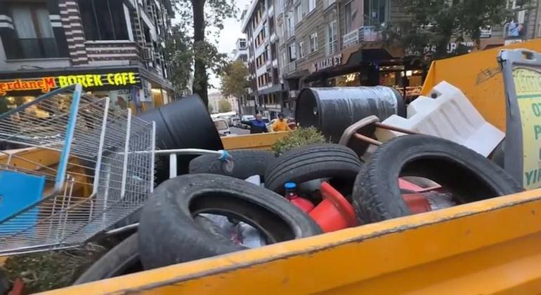 Avcılarda zabıtadan kaldırım denetimi: 2 saatte 2 kamyon malzeme toplandı