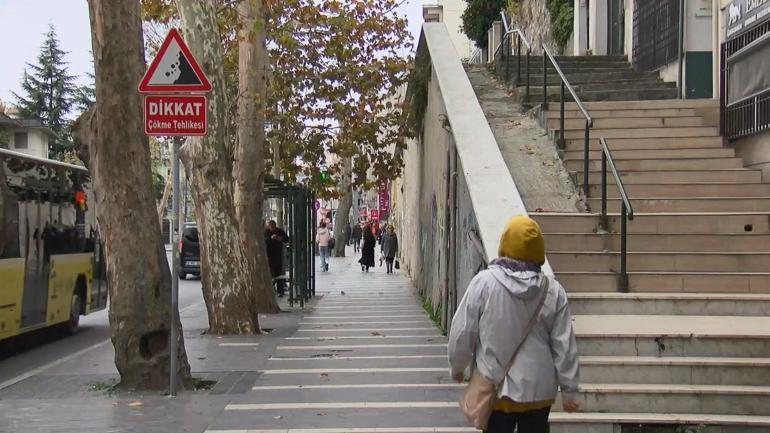 Beşiktaşta yüzeyi çatlak ve kırıklarla dolu duvar tehlike saçıyor