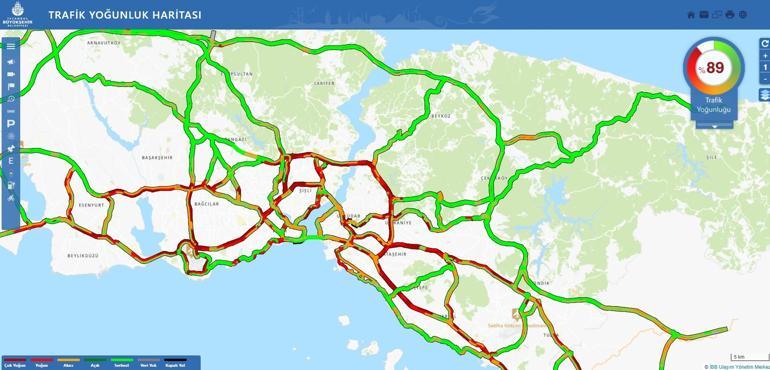 İstanbulda trafik yoğunluğu yüzde 90a ulaştı