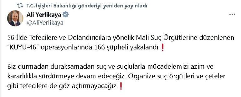 56 ilde tefeci ve dolandırıcılara operasyon: 166 gözaltı