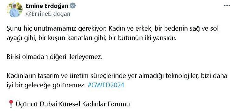 Emine Erdoğandan Küresel Kadınlar Forumu paylaşımı