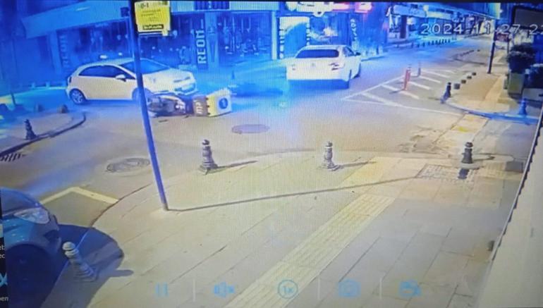 Pendikte otomobilin çarptığı motokurye yaralandı, o anlar kamerada