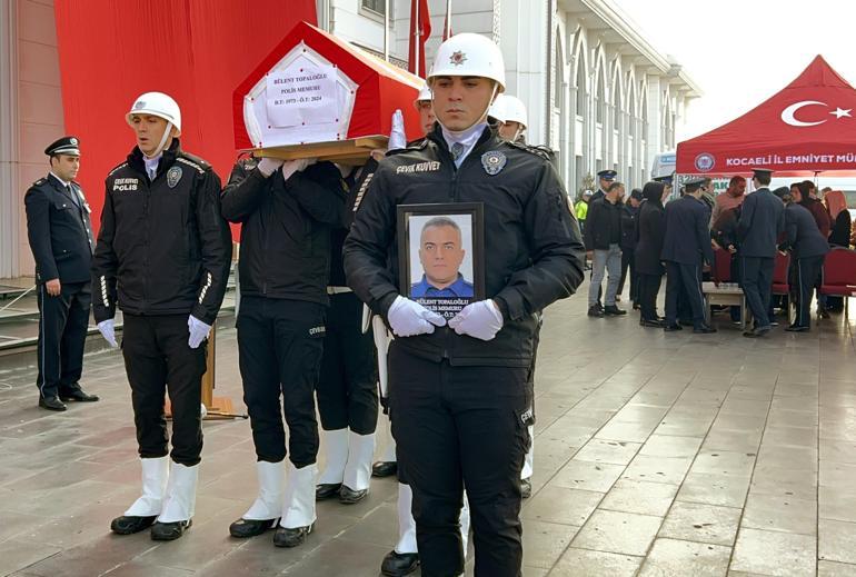 Hayatını kaybeden polis babaya, oğlundan selamlı uğurlama