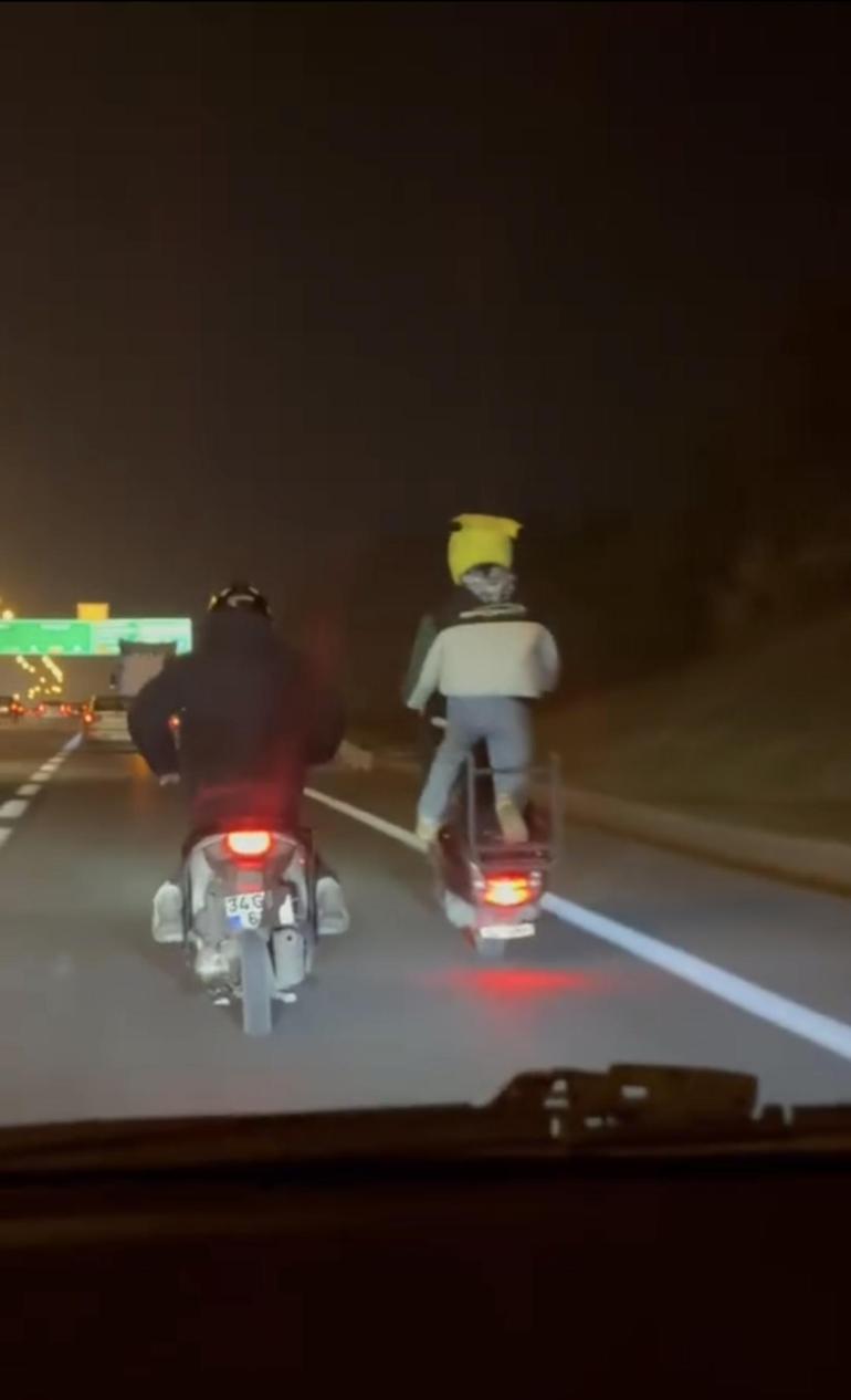 Ümraniyede motosikletlilerin tek tekerlek üzerinde tehlikeli yolculuğu