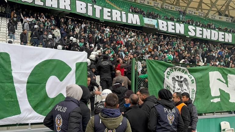 Sahaya girmek isteyen Konyaspor taraftarına polis müdahale etti