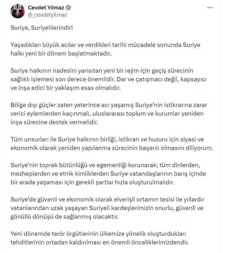 Cevdet Yılmaz: Suriyede güvenli ortamın tesisi ile gönüllü dönüş sağlanmış olacak