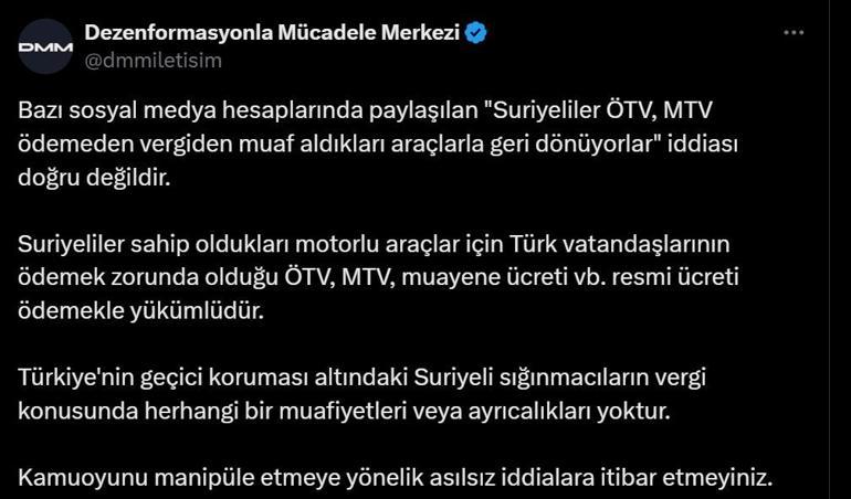 DMM: Suriyeli sığınmacıların vergi konusunda herhangi bir muafiyetleri yoktur