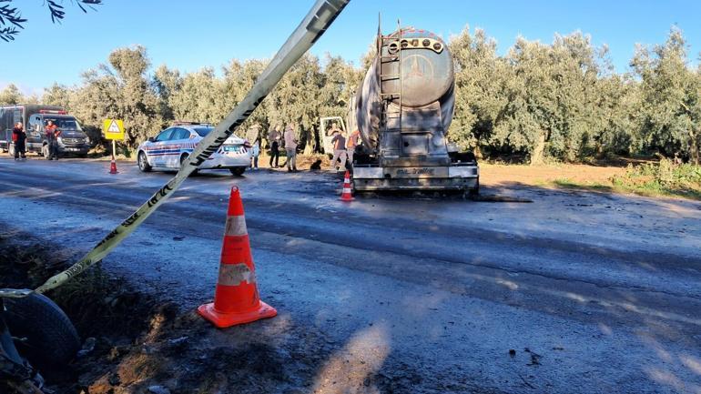 Bursada otomobil ile çarpışan tanker alev aldı: muhtar öldü, 1 ağır yaralı