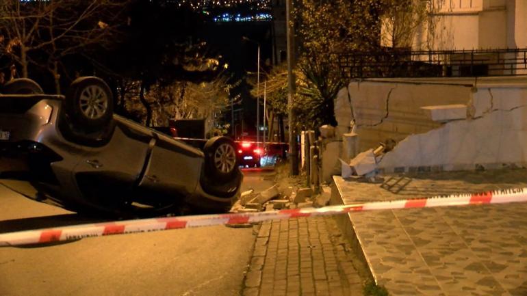 Küçükçekmece’de binaya çarpan otomobil doğal gaz kutusunu kırdı