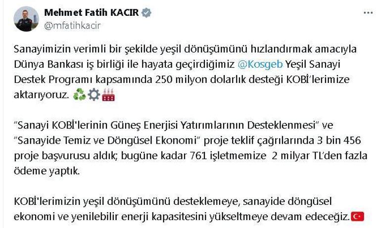 Bakan Kacır: 250 milyon dolarlık desteği KOBİlerimize aktarıyoruz