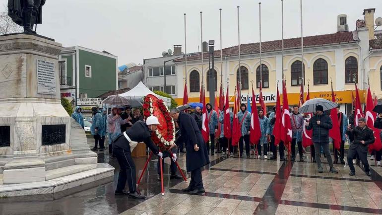 Atatürkün Edirneye gelişinin yıl dönümü yağmur altında kutlandı