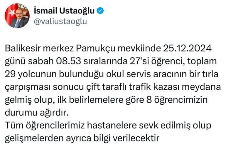 Balıkesirde öğrenci servisi ile TIR çarpıştı; 3ü ağır, 28 yaralı