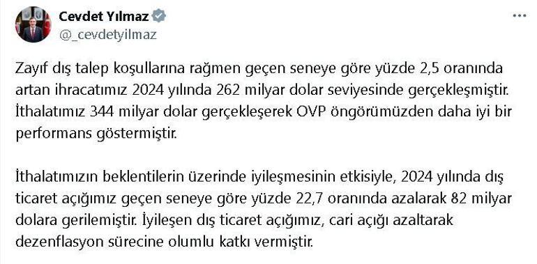 Cevdet Yılmaz: OVP öngörümüzden daha iyi performans gösterdi