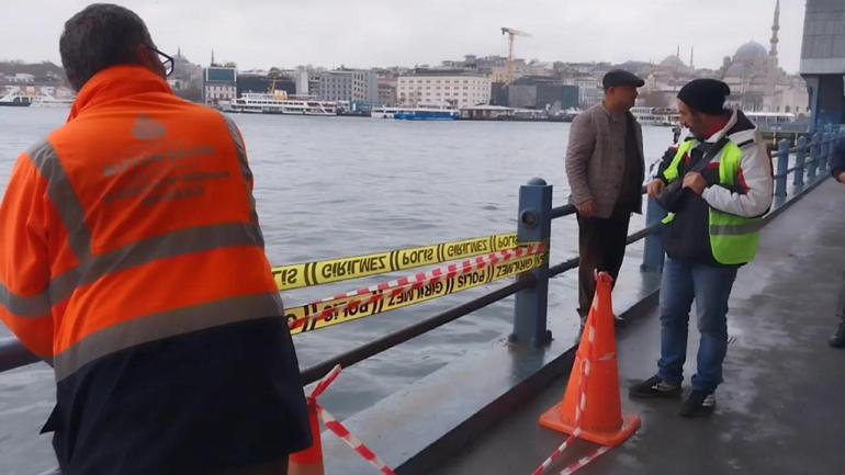 Galata Köprüsünde 1 kişinin Haliçe düşmesine neden olan korkuluk değiştirildi