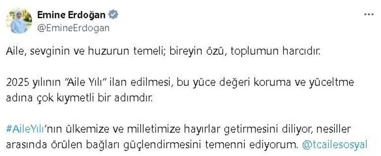 Emine Erdoğandan Aile Yılı paylaşımı