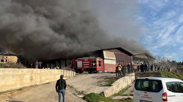 Aydında çadır imalatı yapılan iş yerinde yangın