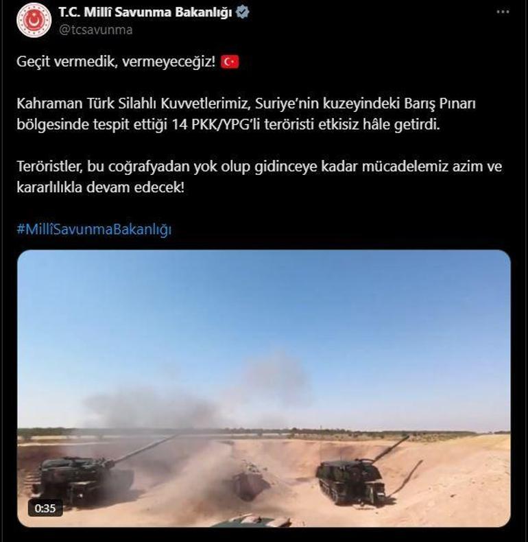 MSB: Suriyenin kuzeyinde 14 terörist etkisiz hale getirildi