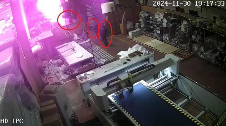 Fabrikada 3 işçinin öldüğü yangının başladığı anın kamera görüntüleri ortaya çıktı