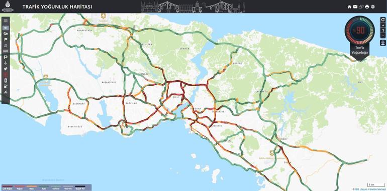 İstanbulda trafik yoğunluğu yüzde 90a ulaştı
