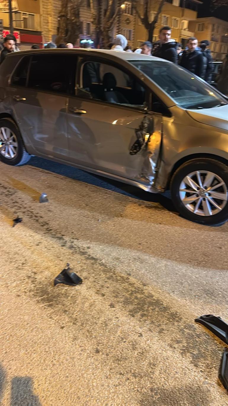 İnegölde otomobille çarpışan motosikletli yaralandı