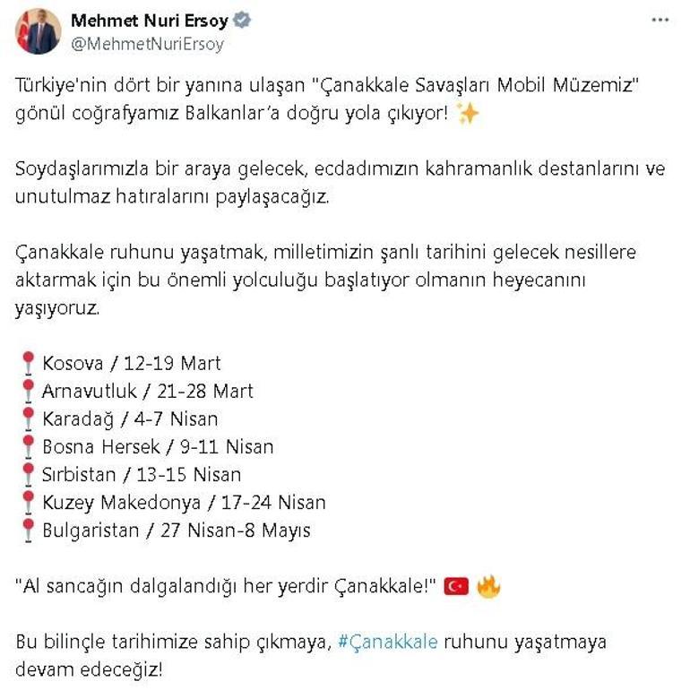 Çanakkale Savaşları Mobil Müzesi, Balkanlara gidiyor