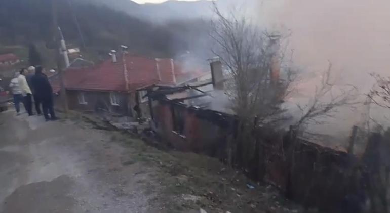 Sobadan kaynaklı yangında tek katlı ev ile odunluk yandı