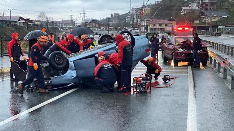 Rizede otomobilin cipe çarpıp, takla attığı kazada 1 kişi öldü