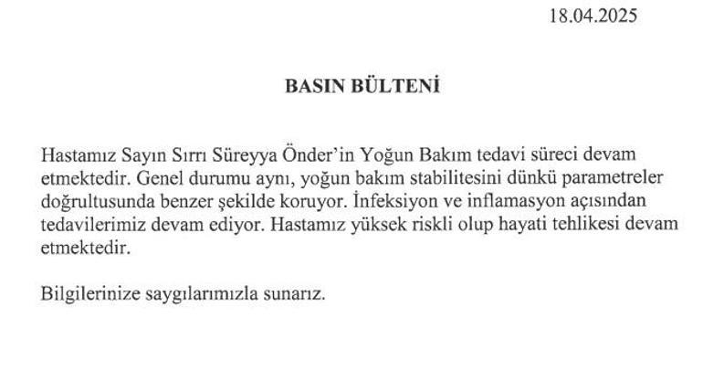 Hastaneden Sırrı Süreyya Önderin sağlık durumuyla ilgili açıklama