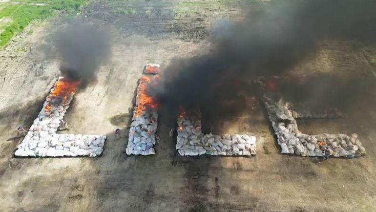 Diyarbakırda son 2 yılda ele geçirilen 20 ton esrar imha edildi