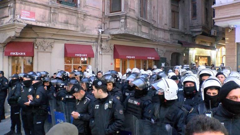 Beyoğlunda izinsiz Filistine destek gösterisinde arbede yaşandı