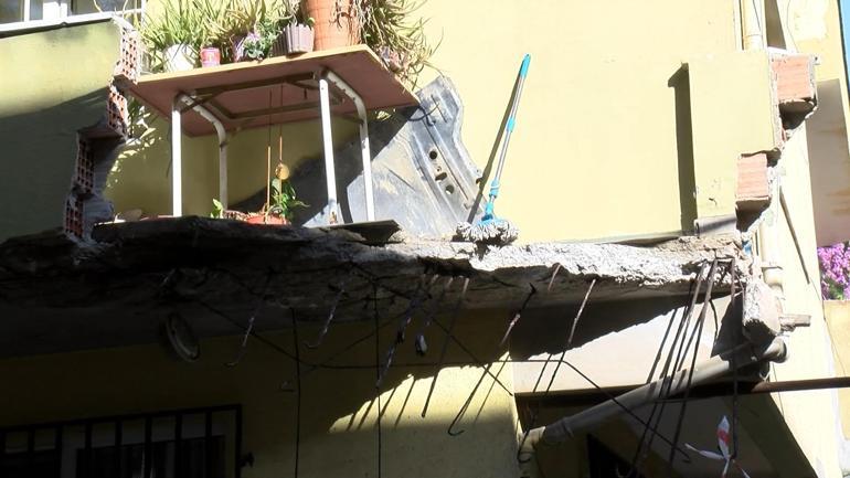 Pendik’te 5 katlı binanın 1inci katında balkon çöktü
