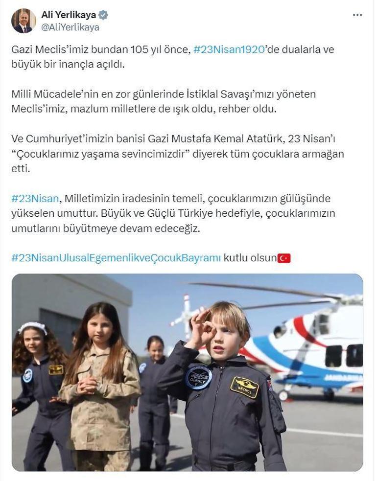 Bakan Yerlikayadan 23 Nisan paylaşımı