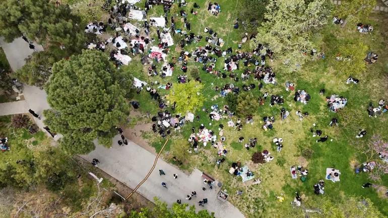 İstanbulda deprem sonrası Maçka Parkında yoğunluk havadan görüntülendi