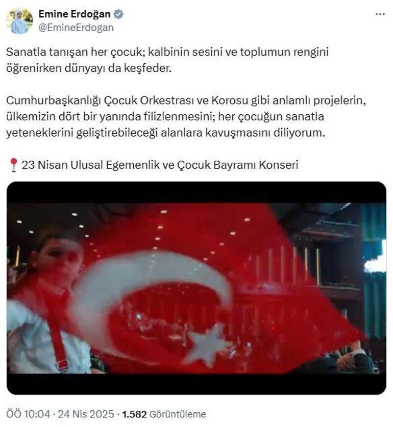 Emine Erdoğandan 23 Nisan Konseri paylaşımı