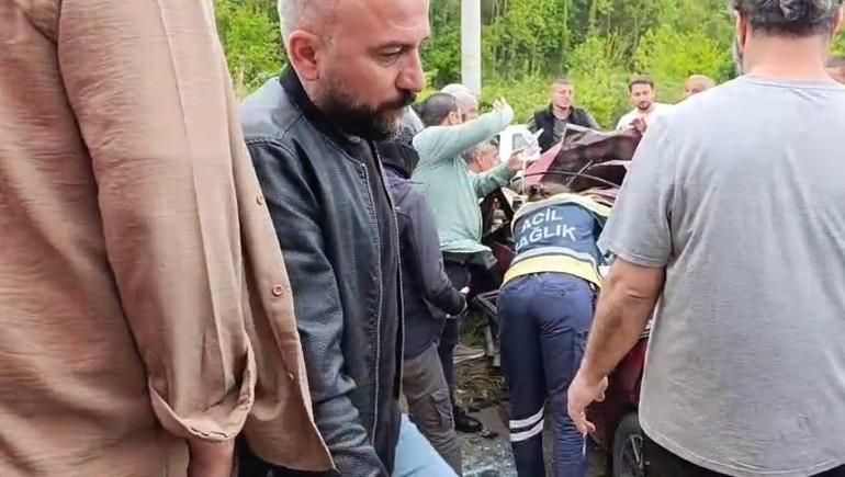 Bariyere çarpan otomobildeki 2 kişi ağır yaralandı