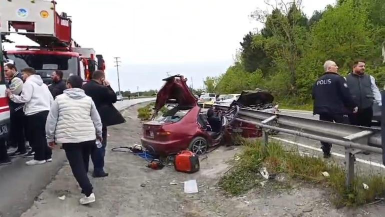 Bariyere çarpan otomobildeki 2 kişi ağır yaralandı