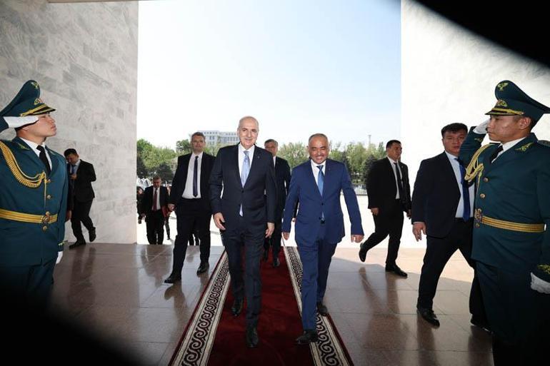 TBMM Başkanı Kurtulmuş, Kırgızistan Jogorku Keneş Başkanı Turgunbek Uulu ile bir araya geldi