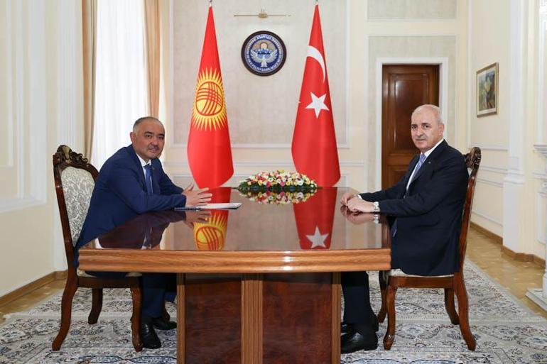 TBMM Başkanı Kurtulmuş, Kırgızistan Jogorku Keneş Başkanı Turgunbek Uulu ile bir araya geldi