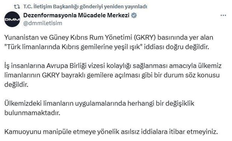 Dışişleri Sözcüsü Keçeli: Limanlarımızın Rum gemilerine açılacağı iddiaları hayal ürünüdür