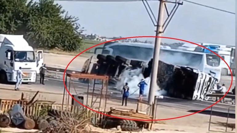 Mardinde akaryakıt yüklü tanker devrildi; 1 ölü, 1 yaralı