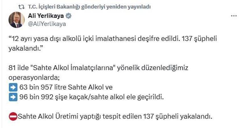 81 ilde sahte içki operasyonları: 137 gözaltı