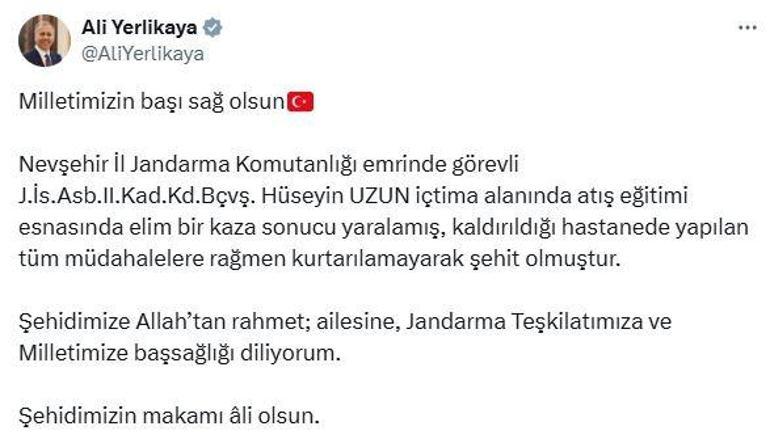Eğitim faaliyeti sırasında kaza: 1 asker şehit