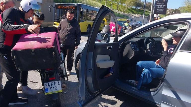 Sarıyer’de ciple çarpışan motosikletli kurye ağır yaralandı