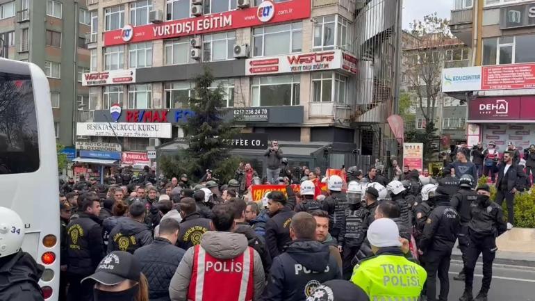 Beşiktaştan Taksim Meydanına çıkmak isteyen gruba polis izin vermedi