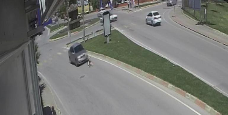 Otomobilin çarptığı yaya yaralandı; kaza kamerada