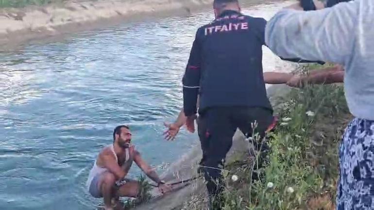 Hafif ticari araçla sulama kanalına uçtu, yardımları reddetti