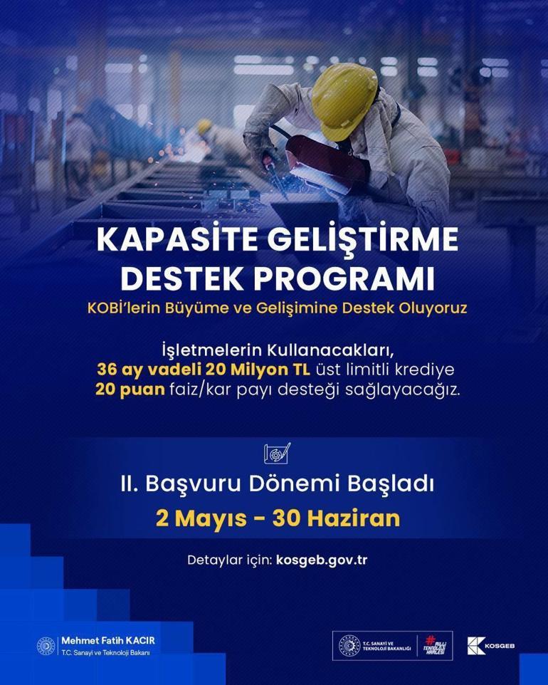 KOSGEB Kapasite Geliştirme Destek Programında 2. Başvuru Dönemi başladı