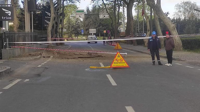 Sarıyerde yolda çökme; Eski Büyükdere Caddesi trafiğe kapatıldı