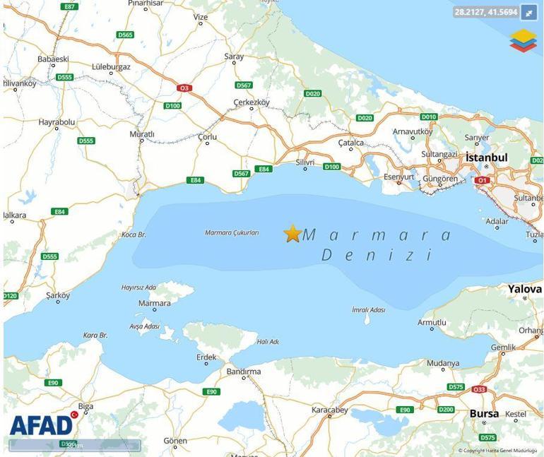 Marmara Denizinde 3.7 büyüklüğünde deprem