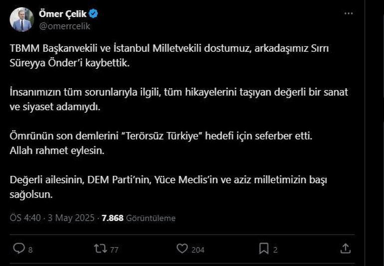 Sırrı Süreyya Önder hayatını kaybetti